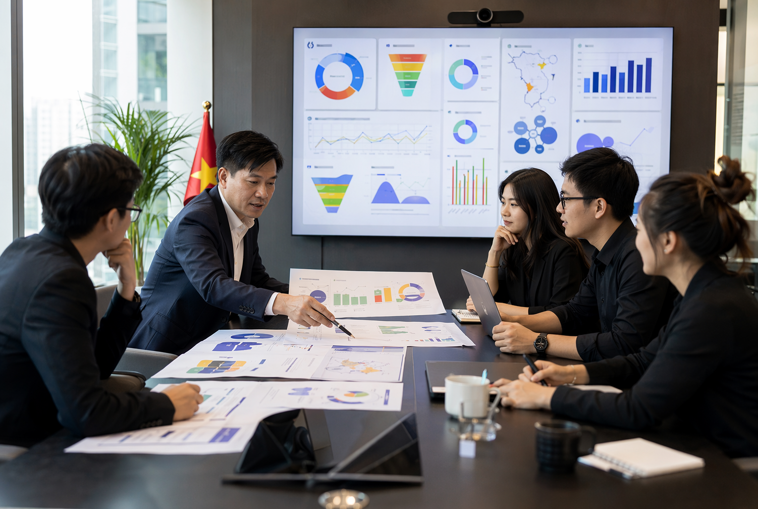 Họp bàn chiến lược marketing và KPI doanh nghiệp