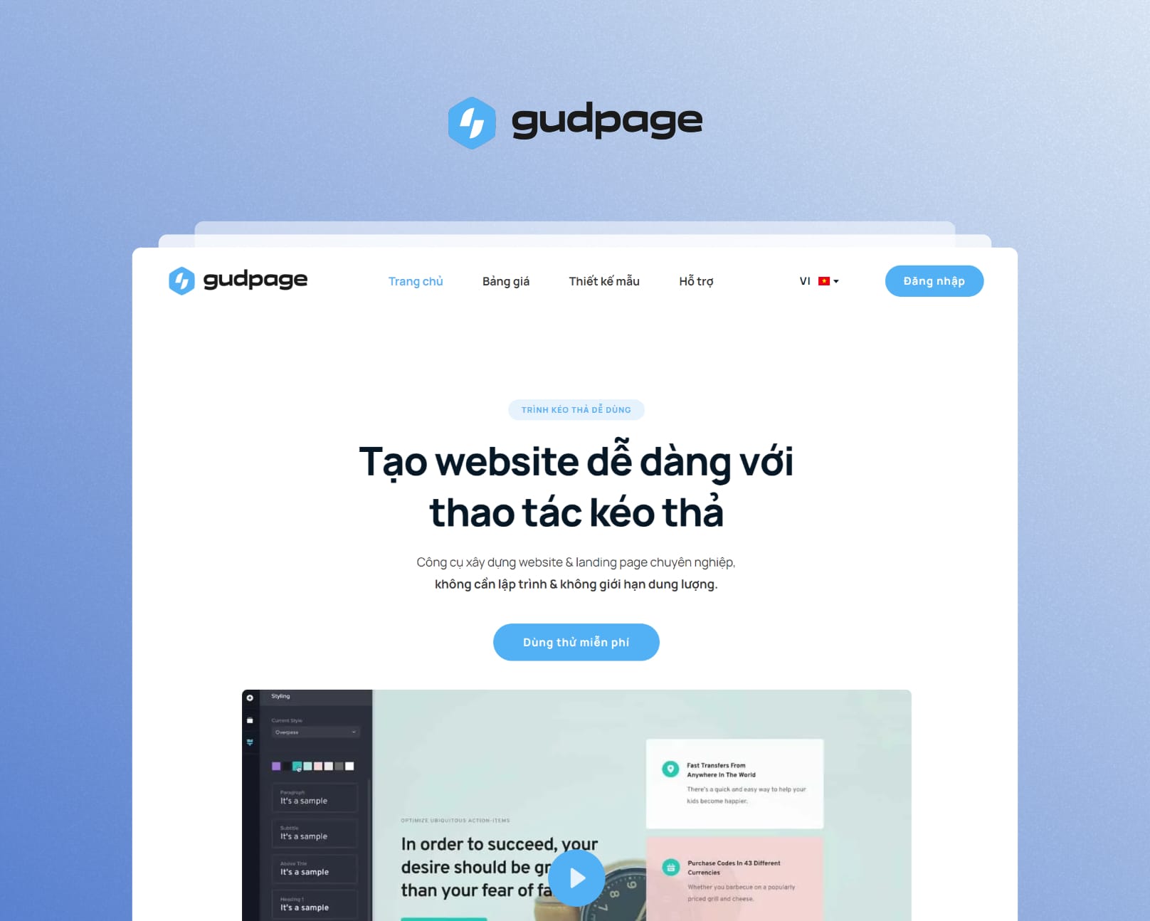 gudpage c ng c t o website k o th | GUDJOB