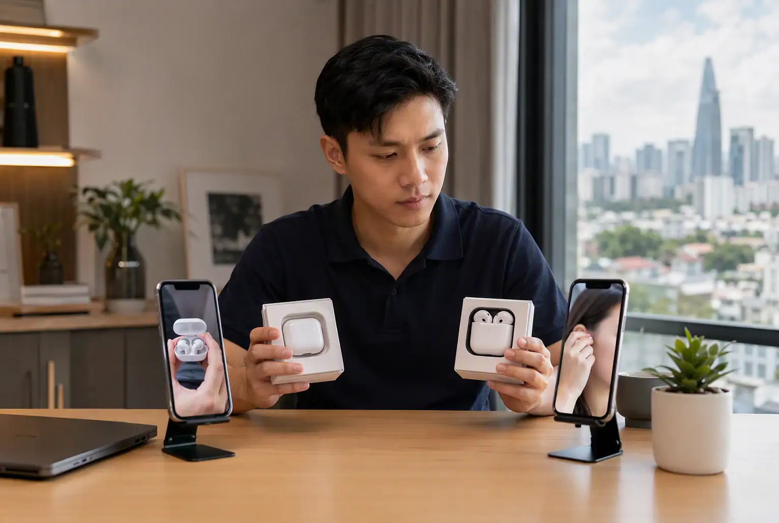 Người mua so sánh sản phẩm trên điện thoại
